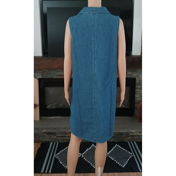 Women's Large Denim Dress Cotton Embroidered Lightweight Summer Spring Beachy - Picture 7 of 11